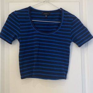 Aritzia black and blue striped crop top size: xs